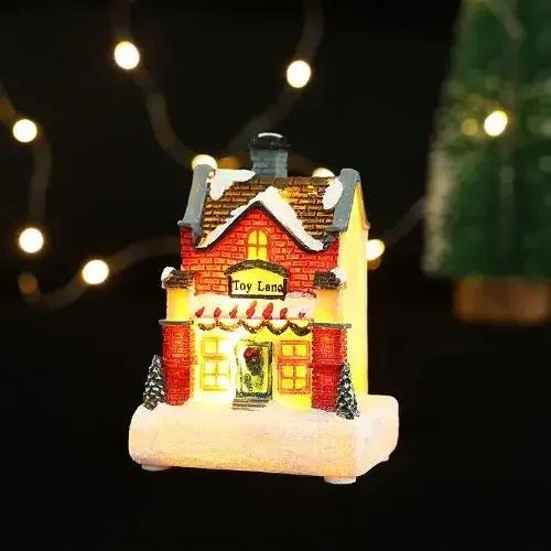 Glowing Christmas Cabin House with Led Lights Christmas Story Village Houses Festival Ornament Christmas Atmospheres Decor Props