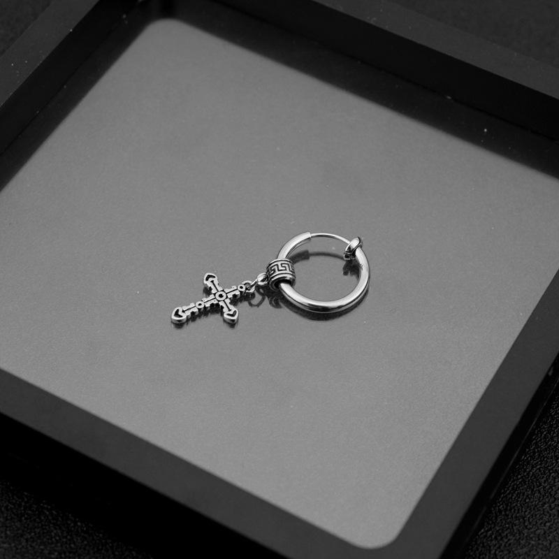 Gothic Black Pendants Cross Earrings for Teens Single Earing Crosses Medical Surgical Steel Piercing One Ear Ring Cool Stuff