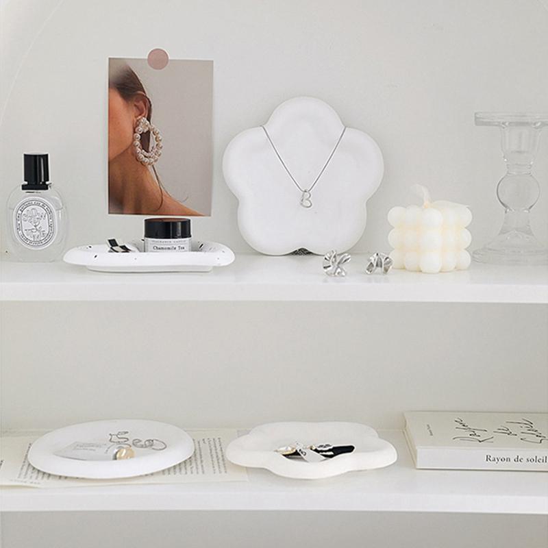 Креативный поднос для хранения нестандартных колец, демонстрационная тарелка для украшений, белая художественная гипсовая тарелка, домашний декор, реквизит для фотографий, чаши