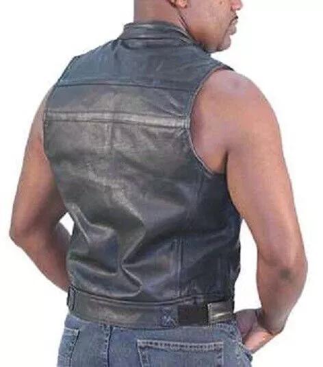 Lambskin Party Western Men Wear Leather Jacket Black Waistcoat Vest Coat Button