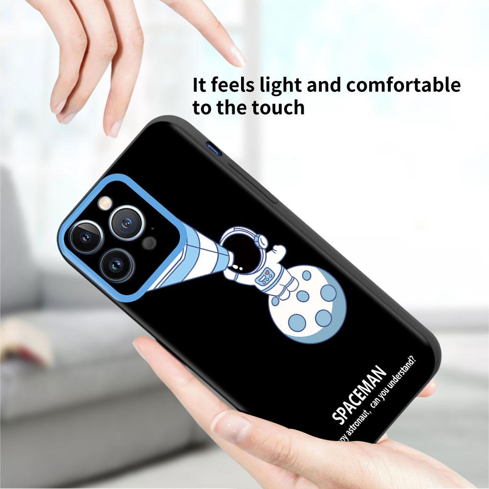 Милый чехол-накладка с изображением астронавта для Apple iPhone 14 11 13 12 Pro 7 XR X XS Max 8 Plus 6 6S 14Pro, черный мягкий чехол для телефона