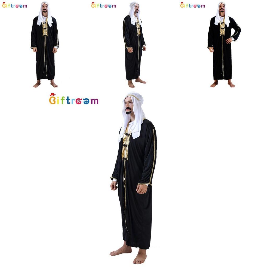 Middle Eastern Majestic Sultan Outfit For Male Dressup Featuring Luxurious Black Polyester