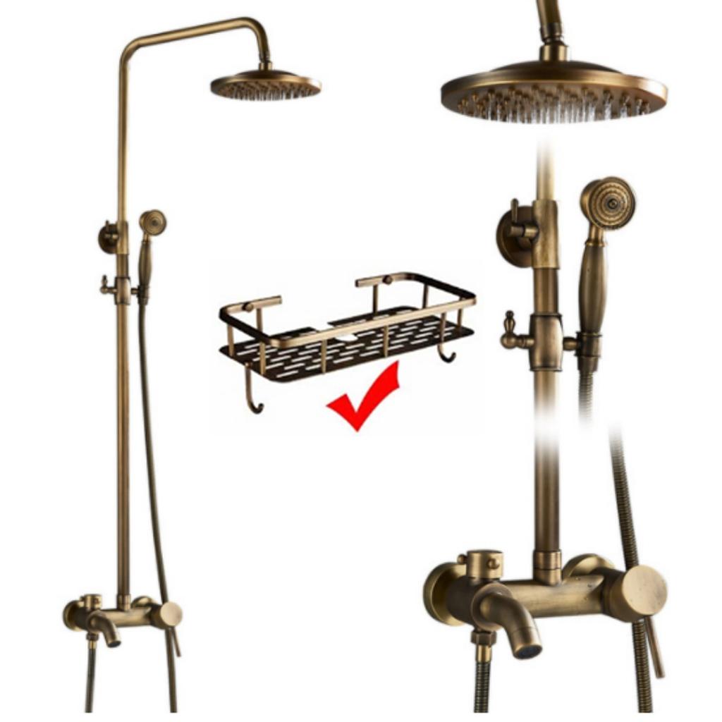 Антикварный Набор Смесителя для Душа с Тропическим Душем, Настенный, Двухрычажный, с Ручным Душем, Латунный Смеситель для Душа