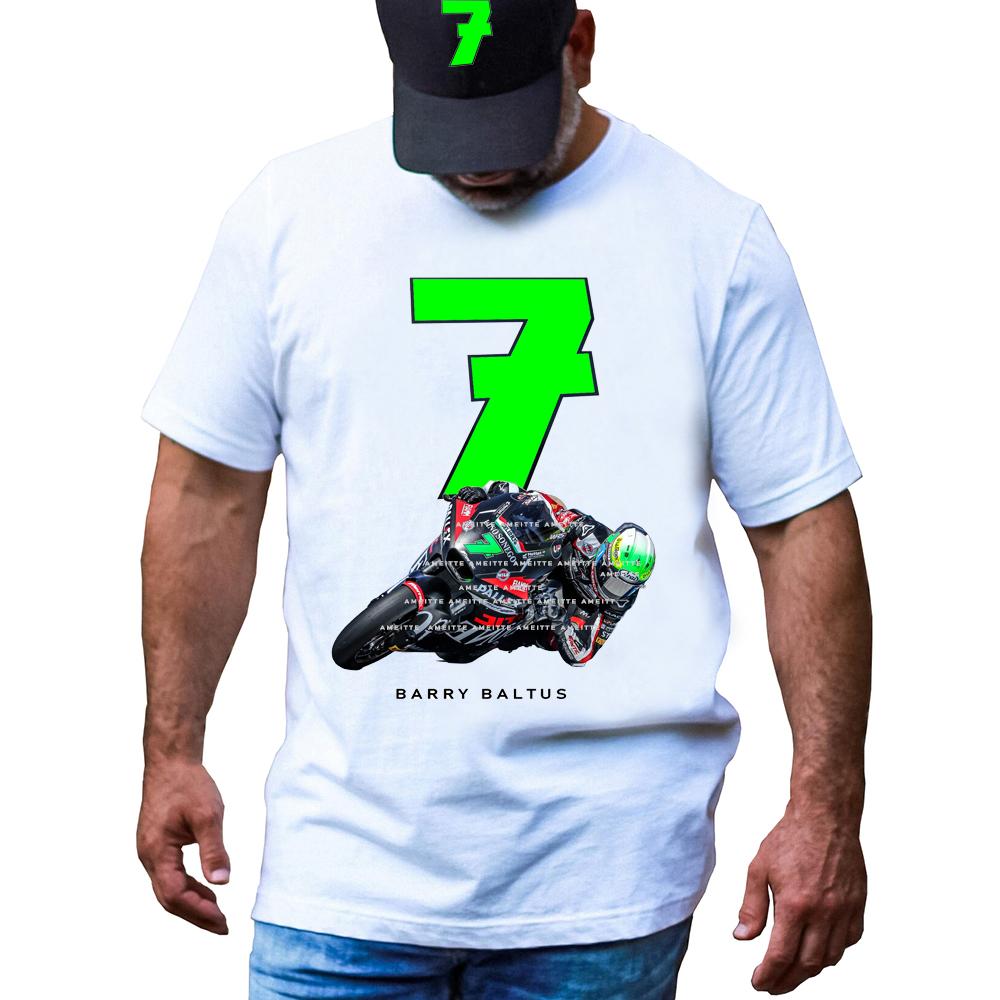 2025 Barry Baltus 7 Gp Race Rider Tshirt Unisex Short Sleeve Cool Boy Adventure Sport Casual White Tops Unisex Motorcycle Ride Tees