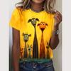 Summer Round Neck 3D Cartoon Animal Pattern Print Top Fashionable Casual Short Sleeved Women's T-shirts