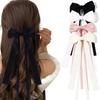 1PC Korean Solid Color Ribbon Double Bowknot Hair Clips for Women Girls Trendy Big Bow Long Tassel Silver Barrettes Pin Accessories