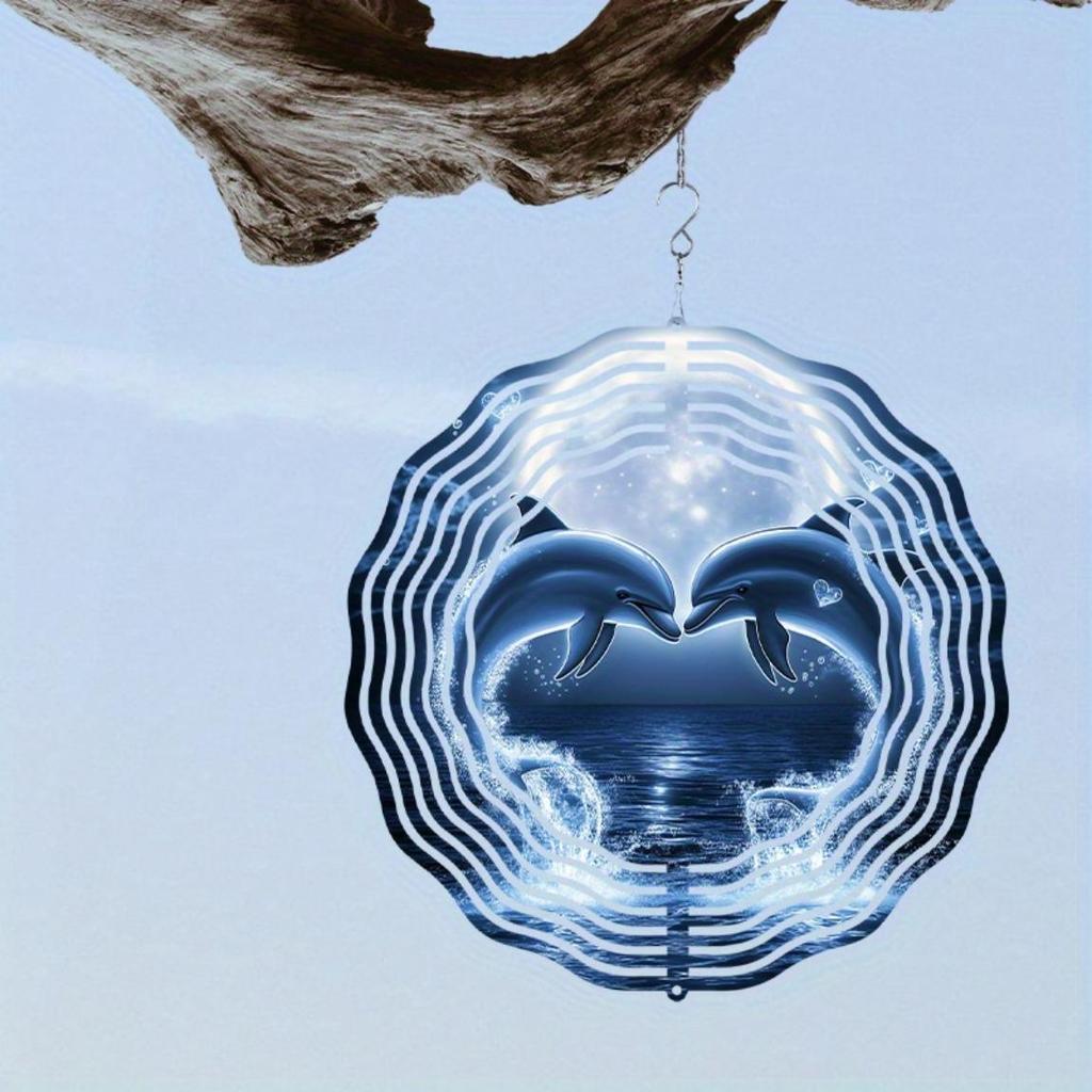 Романтическая 2D Металлическая Подвеска-Колокольчик в виде Дельфина со Свечением Ночного Неба для Декора в Помещении и на Улице, Сада, Патио, на День Благодарения