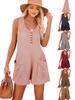 Летний женский повседневный комбинезон-жилет на пуговицах с карманами - Европейский и американский стиль