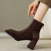 Fashion Autumn Vintage Thick Heel Women Ankle Boots Fashion Square Toe Ladies Elegant Mordern Short Booties