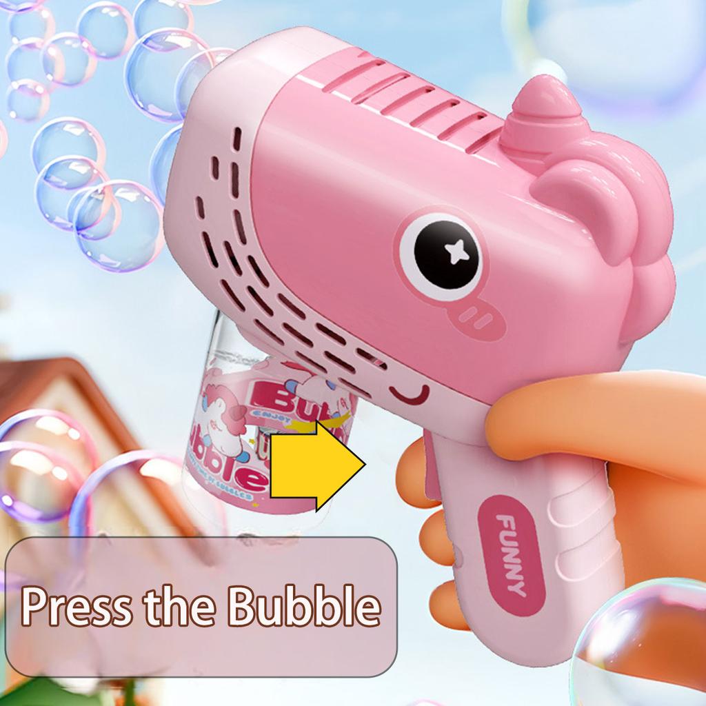 Cute Full-Automatic Bubble Machine Toy for Children Outdoor Bubble Blowing Game Unicorn with Light Kids Toy(without Bubble Water