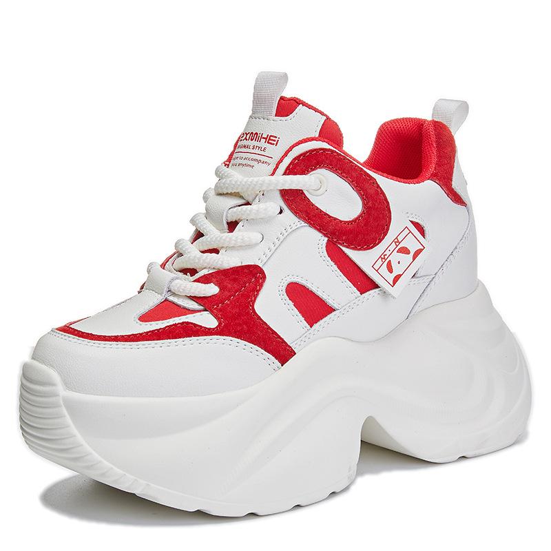 Women's Breathable 8cm Height-Increasing Dad Shoes, Thick-Soled Mesh Casual Sports Sneakers A8860