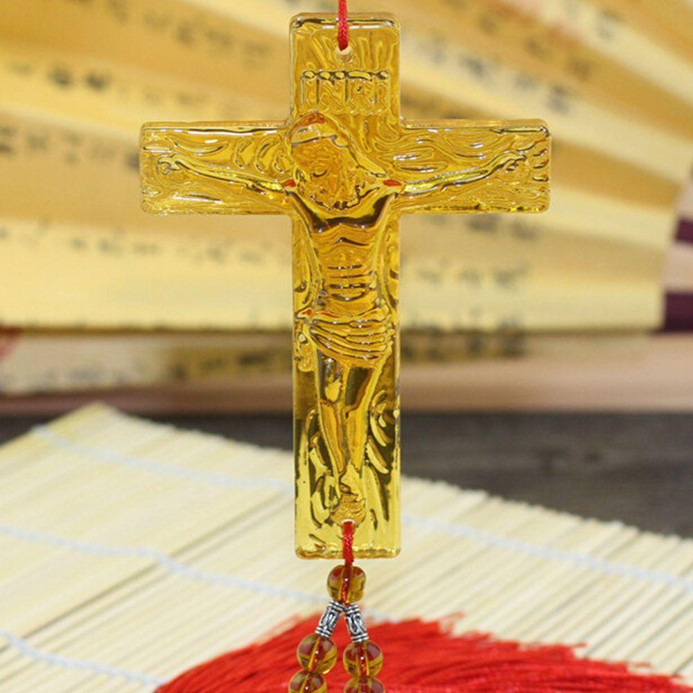 Хрустальный крест Иисуса Христа, автомобильный кулон, автомобильные украшения, христианский орнамент, крестовый кулон