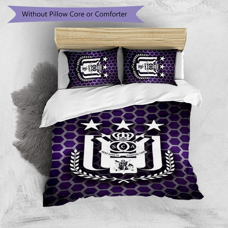 3pcs Anderlecht Design Cover Set - HD Printed Bedding with 1 Cover and 2 Pillowcases - Perfect for Home and Dorm Decor