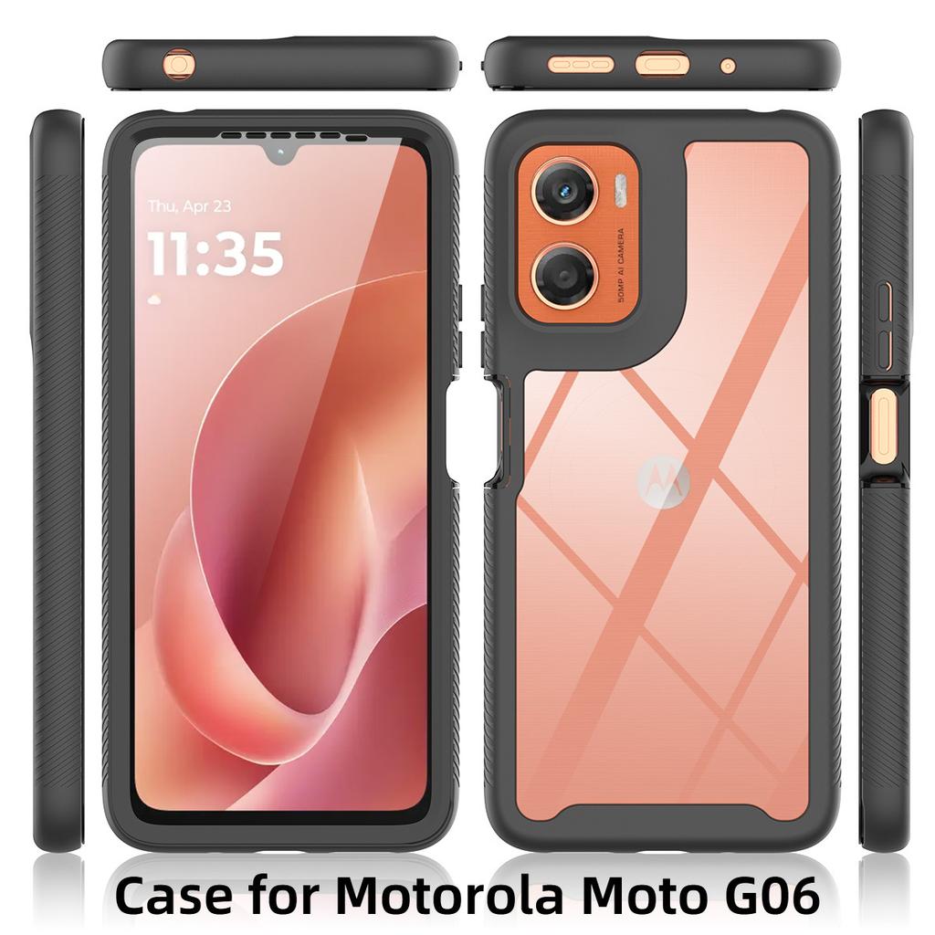 Case for Moto G06, includes built-in screen protector + clear back cover