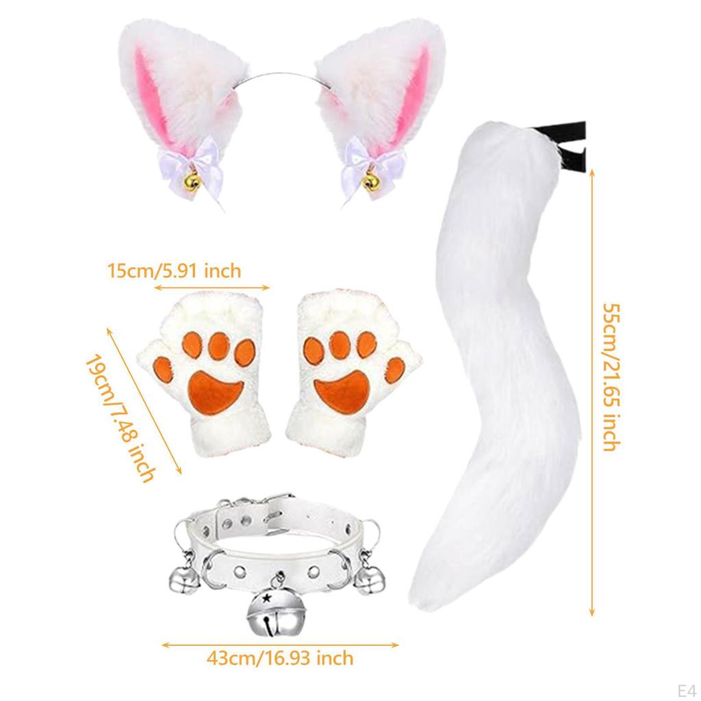 Лисьи уши хвост перчатки воротник комплект животных косплей для карнавала