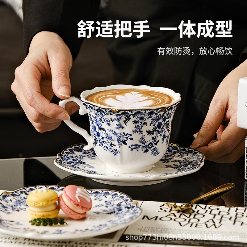 Going Abroad, Yingkou Blue And White Porcelain Coffee Cup And Saucer Set, Ceramic Retro Feeling Light Luxury Afternoon Tea Cup
