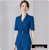 Женский элегантный синий приталенный костюмный комплект - Летняя коллекция 2024