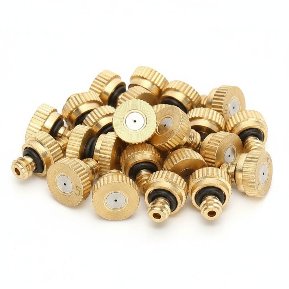 30PCS 10/24 UNC Thread Brass Misting Nozzle Brass Mist Sprayer Nozzle Landscaping Humidification