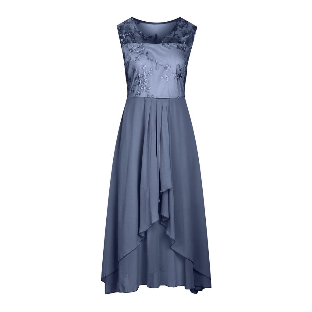 Женское платье Шифоновое элегантное кружевное лоскутное платье без рукавов с вырезами Вечернее платье подружки невесты