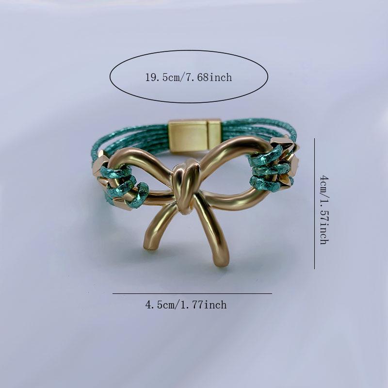 Трендовый европейский и американский кожаный браслет с магнитной пряжкой-бантом - Модные женские украшения на Рождество