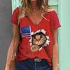 Летняя женская одежда, женская футболка с v-образным вырезом и рукавами, футболка с американским флагом и звездным принтом, топы для девочек, футболки