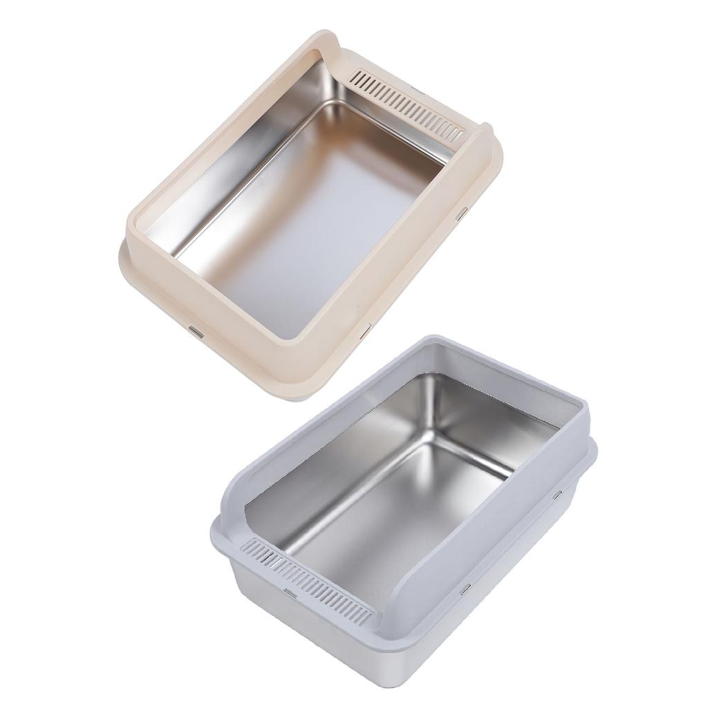 Кошачий туалет из нержавеющей стали, прочный, легко моется, не разбрызгивается, с высокими бортами, металлический лоток для кошачьего туалета