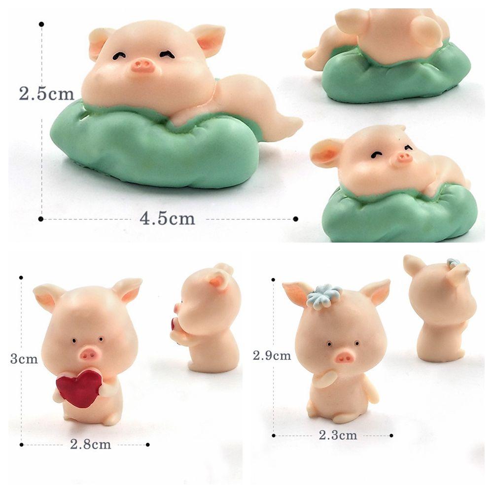 Cute Garden Home Decor Bonsai Decoration Figurine Micro Pig Family Resin Ornaments Miniature Model