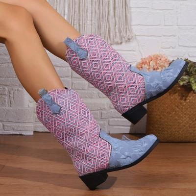 Дизайнерская женская обувь, зимние новые модные контрастные цвета, женские сапоги, модные уличные готические повседневные женские сапоги в стиле вестерн