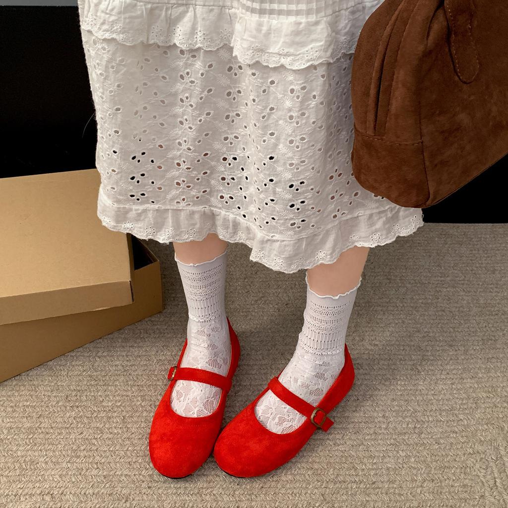 Queen Fan Red Retro French Light Mouth Single Shoes Women's 2025 New Autumn Skirt Versatile Mary Jane Shoes