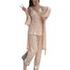 1011 new pajamas women's high-end leopard print nightgown sexy suspender French light luxury ice silk loungewear three-piece set