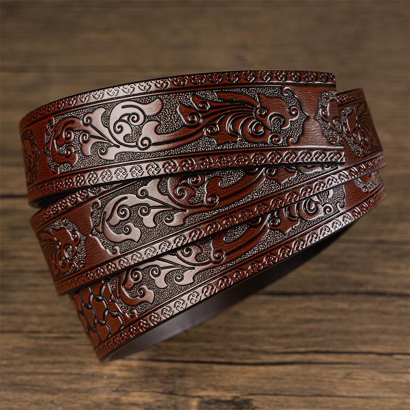 Мужской ремень с автоматической пряжкой, доминирующим дизайном Танцао и тисненым узором в виде шестилапого дракона