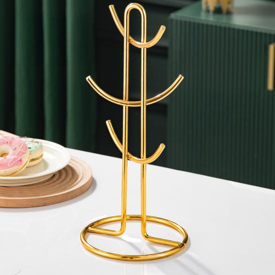 Металлическая подставка-держатель для чашек, 6 крючков, держатель для кофейных кружек, высокая грузоподъемность, подставка-дерево для чашек, органайзер для демонстрации чашек, для кухонной столешницы