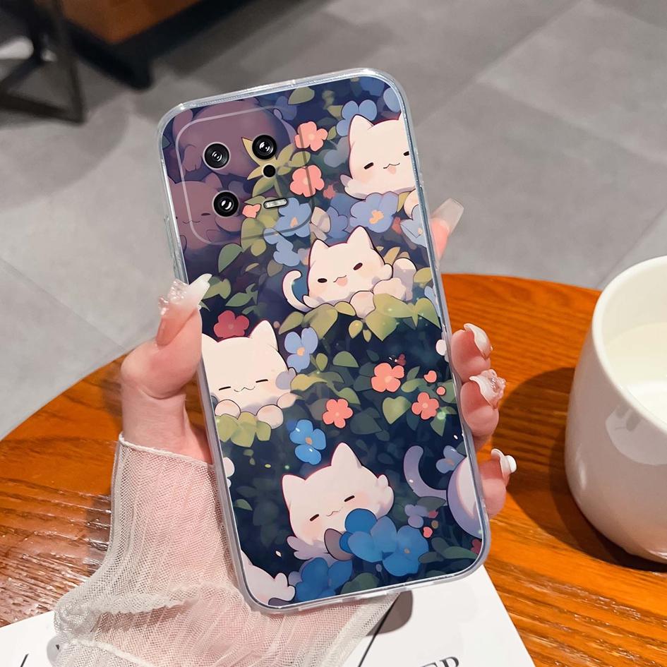 Для Xiaomi 13 14 12 12S 12T 12X Ultra Lite Poco M7 X7 Pro чехол для телефона милый мультяшный рисунок животного прозрачный силиконовый защитный чехол для Xiaomi Capa