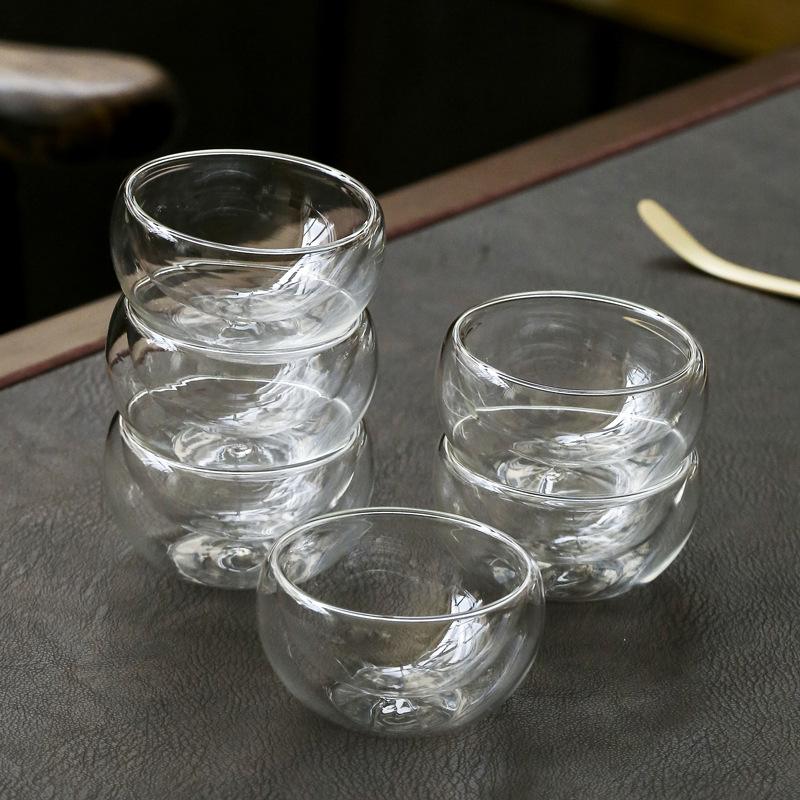 Маленький мини-набор кружек из термостойкого боросиликатного стекла с двойными стенками объемом 50 мл для эспрессо-кофе, горячего чая Gong Fu Kongfu