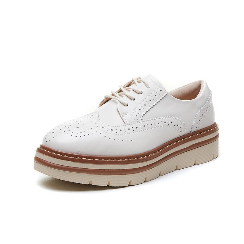 Женская обувь, обувь на платформе, новые весенне-осенние универсальные кожаные повседневные туфли, Zapatos De Cuero Casuales Para Mujeres