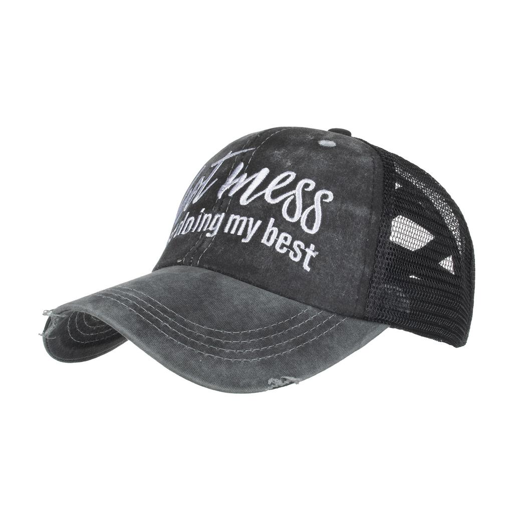 Spring and Summer New HO ESS Embroidered Elastic Mesh Ponytail Baseball Cap Cap Sun Hat Sun Hat