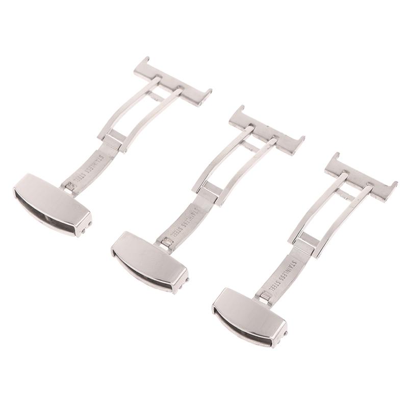 Раскладывающаяся застежка-бабочка из нержавеющей стали для часов 14 мм, 16 мм, 18 мм, 20 мм, 22 мм, застежки для часов, раскладывающиеся пряжки, застежка на кнопке