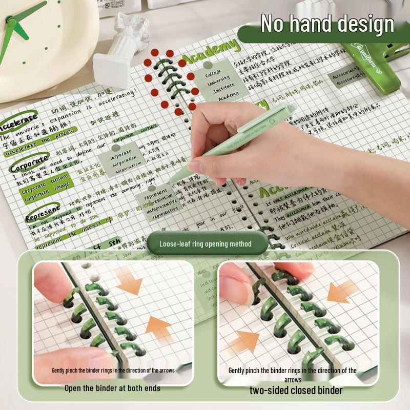 Ретро блокнот B5 с откидным верхом и съемными кольцами - Удобный для рук дизайн