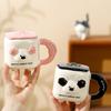Смешная милая керамическая чашка с изображением щенка, чашка для завтрака с молоком для девочек, кружка для пары с крышкой, креативная кружка, сувенир, подарок