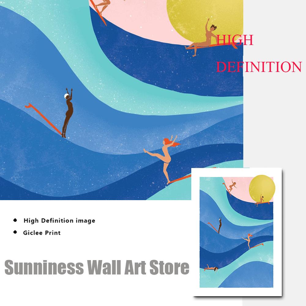 Women Surf Posters Lady Sliders Women Empowerment Wall Art Canvas Painting Prints California Sun Pictures For Living Room Decor