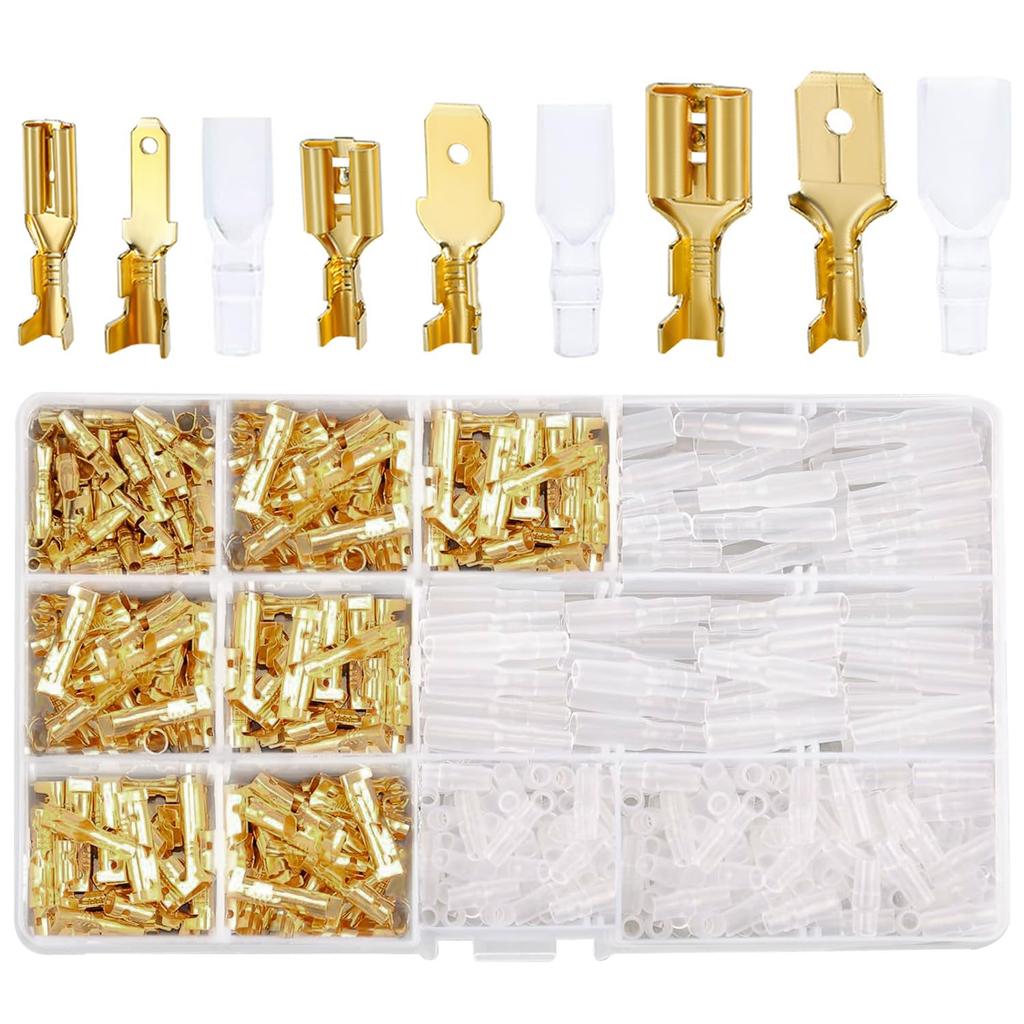 Giboshi Terminal Set of 315 Brass, 110 Type, 187, 250, Crimp Terminal Set, Brass,