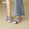 Augustine bag head half slippers women's 2025 new summer wear with skirt one pedal cold slippers for pregnant women