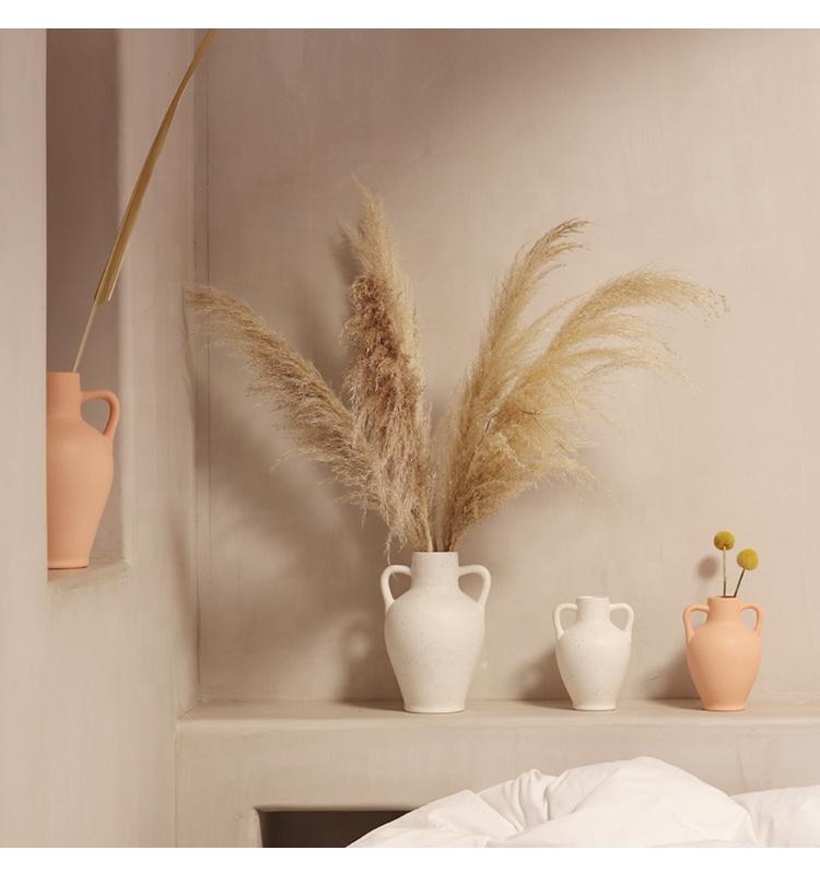 Binaural Ceramic Round Belly Vase Desktop Decoration Living Room Art Dried Flower Flower Arrangement Accessories Home Decoration