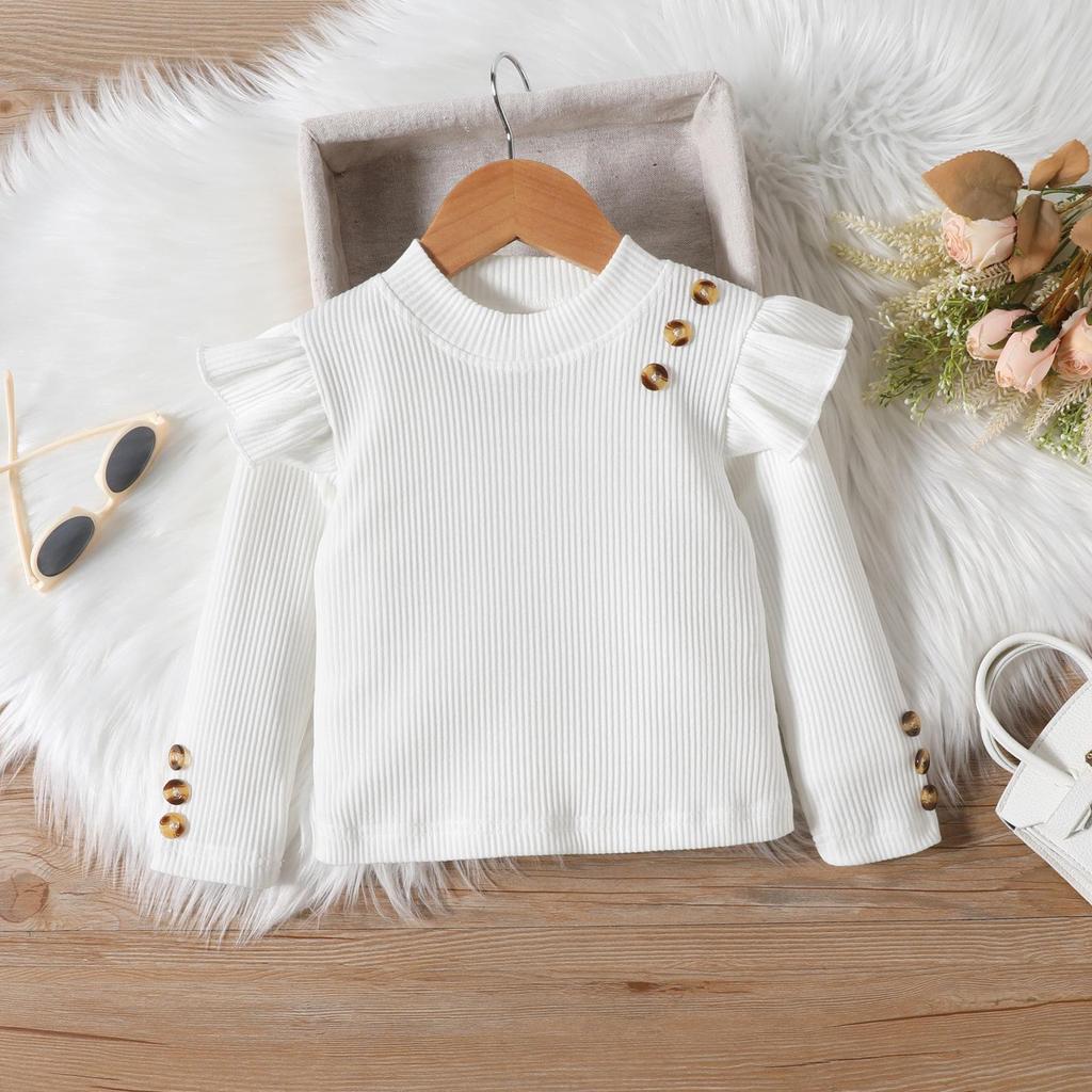 Девочки Осенне-Зимний Комплект: Однотонный топ в рубчик с рукавами-крылышками, юбка и брюки в нерегулярную клетку