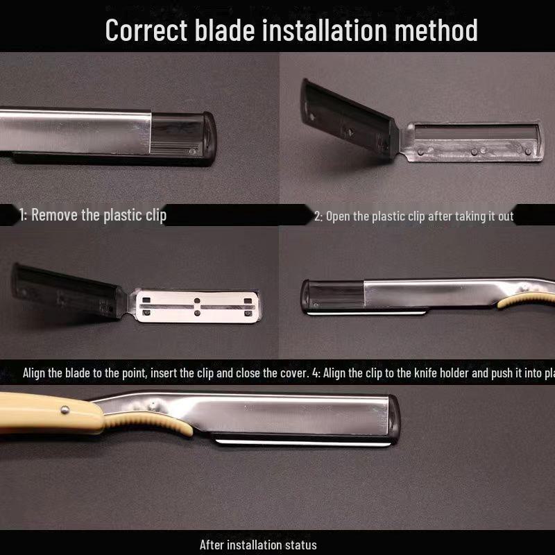 Folding Eyebrow Trimmer Holder & Classic Razor for Men & Women - Barber Beauty Tool Set 77