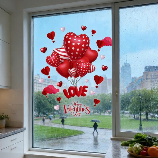 Окна к Дню святого Валентина Большие Красные Розовые Сердца Наклейки на Окно Двусторонние Многоразовые Наклейки для Свадьбы Дня Рождения Вечеринки Дома Стеклянной Двери Декор