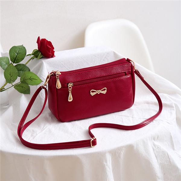 Women Shoulder Crossbody Bags Purse Bowknot PU Leather Messenger Handbags Small Phone Pocket