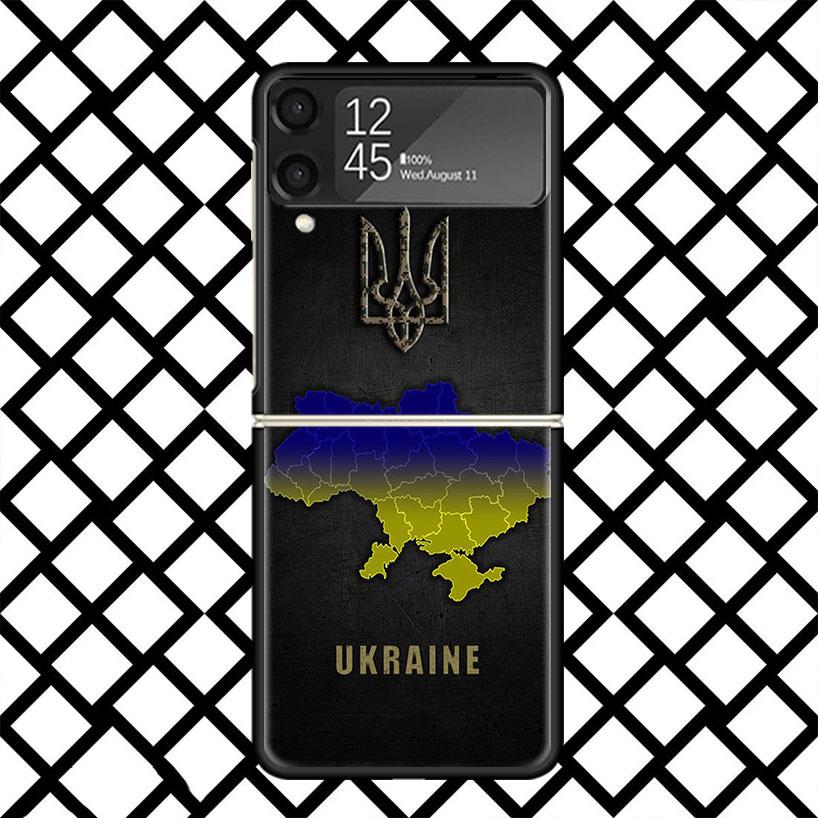 Чехол для телефона Флаг Украины для Samsung Z Flip 7 6 5 4 3 Galaxy ZFLIP7 ZFlip6 5G Flip5 Flip4 Flip3 5g Черный Жесткий Чехол