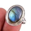 Натуральный лабрадорит драгоценный камень 925 цельное стерлинговое серебро ювелирное кольцо размер 7 d4v84