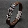 Новейший ретро плетеный кожаный браслет мужские ювелирные изделия модные браслеты из нержавеющей стали с 8 магнитными застежками